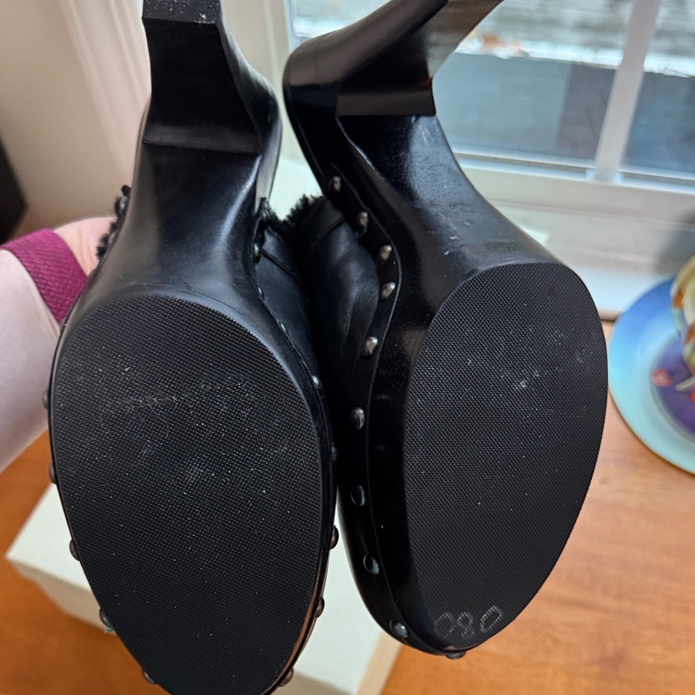Coach Black Fur-Trimmed Women's Mules - Picture 3 of 4